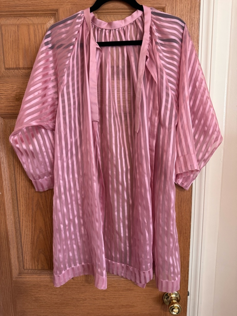 Vintage Pink Striped Open Kimono dressing nightie